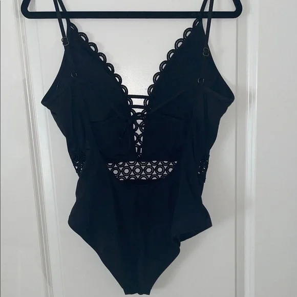 BECCA Black Scallop Lace One Piece Swimsuit - Picture 4 of 11